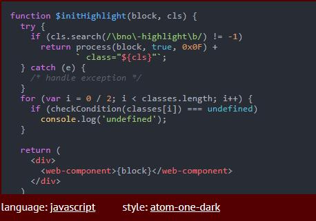 Javascript code sample
